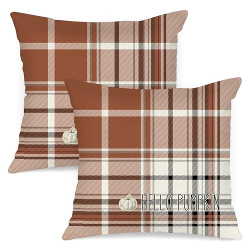 Benjia 45x45 Autumn Cushion Covers Set of 2, Brown Grey and white...