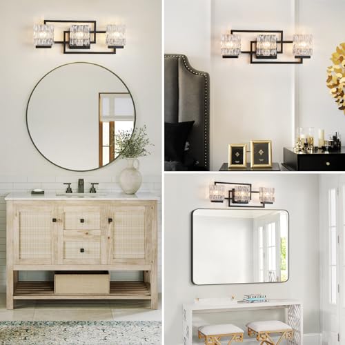 Image of Bathroom Light Fixture Vanity Lighting Fixtures Over Mirror 3 Lights Matte Black Wall Mount Metal Hardwired Bedroom Wall Scone
