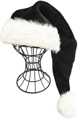 Miniatura 6 de Sombrero de Papá Noel negro - Paquete de 2 sombreros de Navidad en blanco y negro para adultos