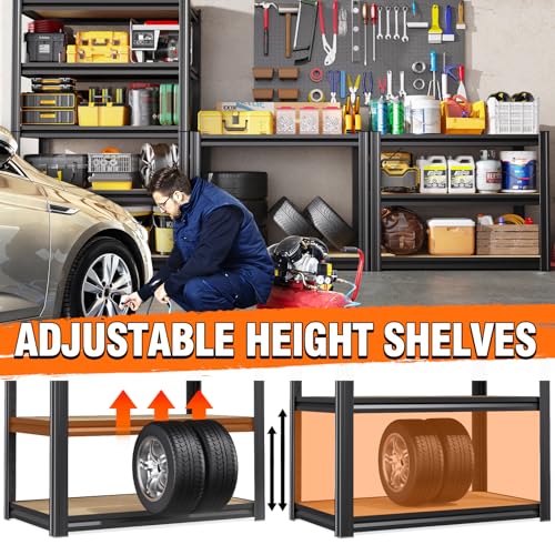 Image of (2-Pack) 71 inch H-28 W-12 D Garage Shelving - 5 Tier Heavy Duty Metal Storage Shelves, Adjustable Steel Rack Units, Industrial Utility Shelving for Pantry, Basement, Warehouse & Home Organization