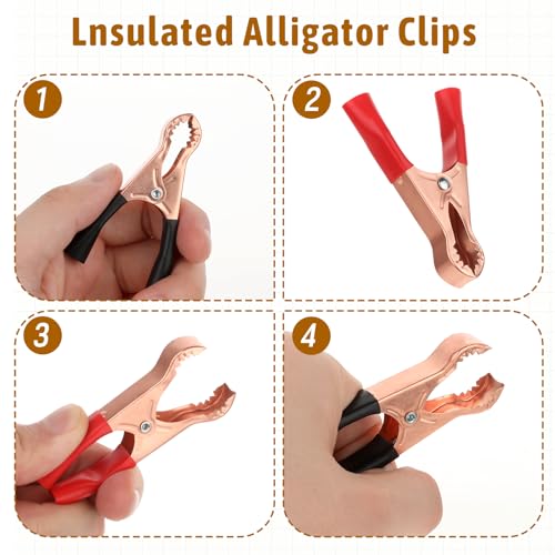 Image of Giantree 10 Pcs Insulated Copper Plated Crocodile Clamp, Durable Metal Alligator Clips, 50A Electrical Alligator Clips Terminal Test Clamps, for Laboratory Electric Testing Work, and Cable Probe Clip