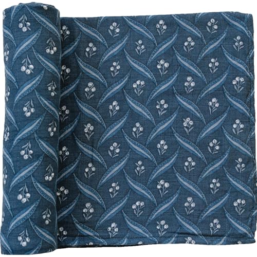 Image of Mebie Baby Navy Berry Muslin Swaddle, Modern and Neutral Swaddle Blanket for Baby Girl or Boy, Soft Baby Blankets, Newborn Swaddle Blanket, 0-3 Month, Comfy Wrap, Baby Essentials & Gifts