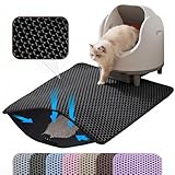 Petinstinct Cat Litter Mat, 24x18 Inches Large Double Layer Honeycomb Cat Litter Trapping Mat, Non Slip Waterproof Urine Proof Cat Litter Box Mat for Floor, Kitty Litter Rug, Cat Supplies, Black