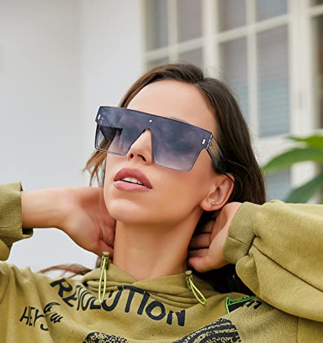 Karsaer Chic Oversized Square Women Men One Piece Sunglasses Fashion Flat Top Large Unisex Sunglasses Women Men K7110 #TOP2