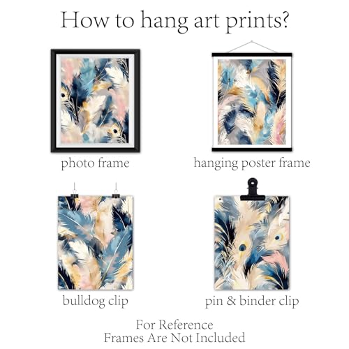 CREATCABIN 4Pcs Feather Wall Art Abstract Prints Canvas Poster Picture Wall Decorations Canvas Wall Art Fiber Oil for Home Living Room Bathroom Bedroom Office Decor 10x8Inch-Unframed - Image 4