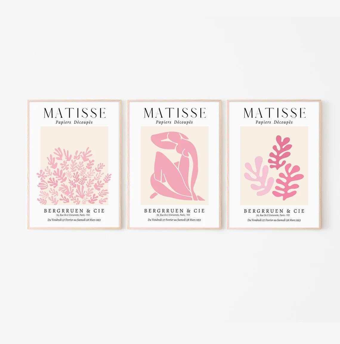 HesenDot Unframed Matisse Pink Wall Art,30x40cm Canvas Prints,Set of 3 Modern Abstract Wall Decor Posters,Minimalist Home Decoration for Living Room Bathroom Bedroom Dorm Office - Image 4