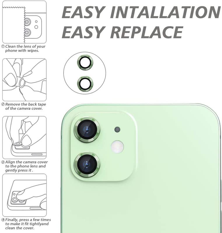 Image of ZYBUX Camera Lens Protector compatible with iPhone 11| High Clarity Scratch Proof 9H Hardness Anti-Spy Anti-Scratch Glass and Aluminum Trim [ Metal ] - (Green)