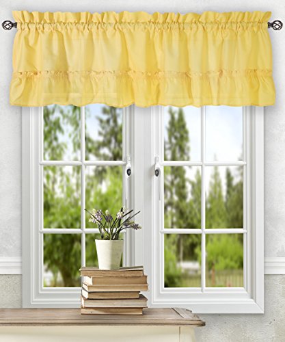 Ellis Curtain Stacey 54-By-13 Inch Ruffled Filler Valance (Yellow) #TOP29
