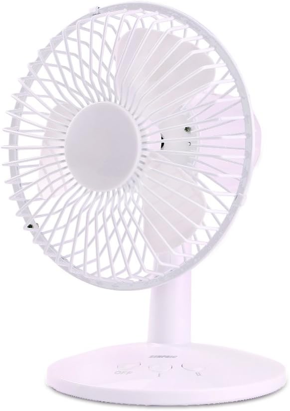 Battery Fan USB Oscillating Table Desk Fan (USB or Battery Powered, 2 Speed, Quietness)(White)