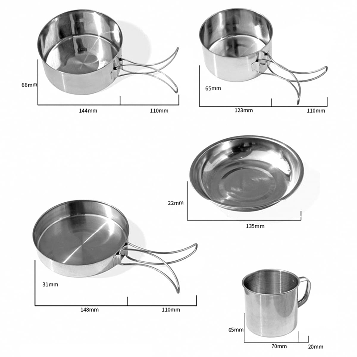 Set di Pentole da Campeggio da 8 Pezzi Kit da Cucina Portatile da Campeggio in Acciaio Inossidabile Set di Pentole da Campeggio per Escursionismo con Zaino in Spalla da Picnic