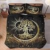 WeCozy Queen Size Comforter Set with 2 Pillowcases, Nature Tree of Life 3 Pcs Bedding for Kids and Adults, Black Sun and Moon Soft Comforter Set for Bedroom Bed Decor #1