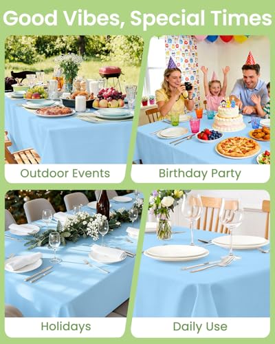 Image of LANLISA 4 Pack Light Blue Plastic Tablecloth Disposable, 54 x 108 Inch