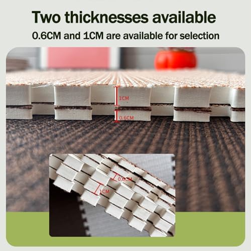 10PCS 24x24in Interlocking Foam Floor Mat Tiles, Non-Slip EVA Carpet for Kindergarten, Living Room & Balcony, Cuttable Cotton Linen Design, White (60x60x1cm)