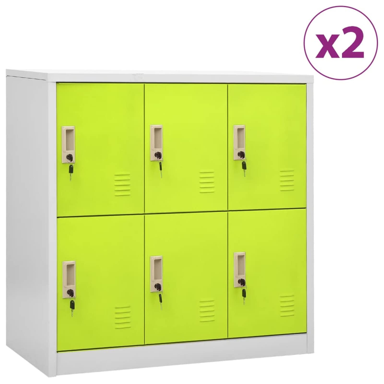 Homgoday Domowe szafki na klucze 2 szt. Jasnoszary zielony 90 x 45 x 92,5 cm stal, szafa do przechowywania garderoba szafka na brud, czysta szafka na książki, szafka do przechowywania do wnętrz praca