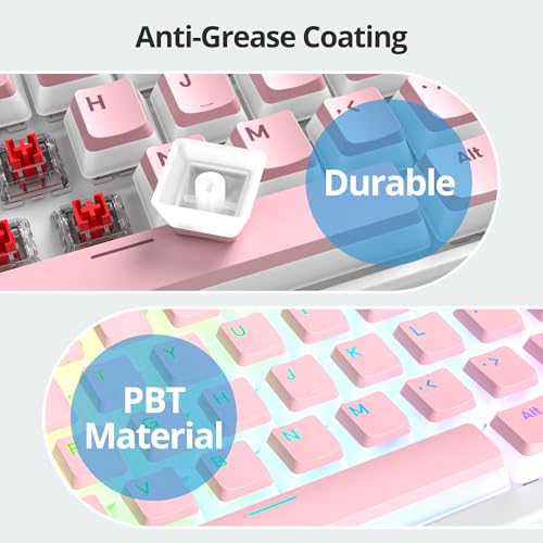 Image of PBT Pink Pudding Keycaps Set 117 Keys, Double Shot Translucent OEM Profile for ISO & ANSI Layout 61 /68 /84 /87 /104 Keys Mechanical Keyboard(Pink Pudding)