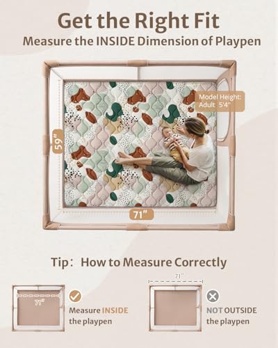 Image of Blissful Diary Baby Play Mats for Floor, 71x59 Inch Thicker Foam Playmats for Babies and Toddlers, Soft Cushioning Baby Crawling Mat, Modern Abstract