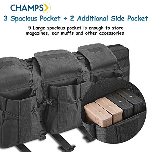 Champs Rifle Case Bag, Double Rifle, Gun Case, Water Resistant & Dust Resistant for Hunting, Range, Sports, Transport [36inch, Black] - Thumbnail 4