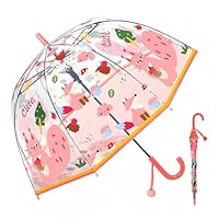Kids Bubble Umbrella - Transparent Dome Canopy for Children's Safety | Windproof & Auto-Open Design | Toddler Umbrella for Girls & Boys (Pink Squirrel)