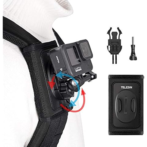 360 Rotation Backpack Mount,Shoulder Strap Clip Mount with Adjustable Pad J Hook Bag Holder Attachment for GoPro Max Hero 10 9 8 7 6 5,Osmo Action, Insta 360 One R Go 2 (360 Rotation Backpack Mount) Cover