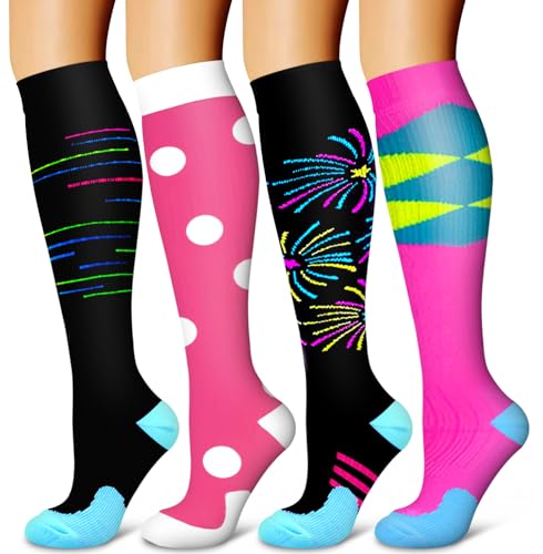 Image of Laite Hebe 4 Pairs-Compression Socks for Women&Men Circulation-Best Support for Nurses,Running,Athletic