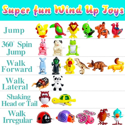 24 pcs wind up toys assorted animals bulk flipping walking jumping clockwork toywind up animal party favors toy for birthday birthday party favorsclassroom prizestreasure box