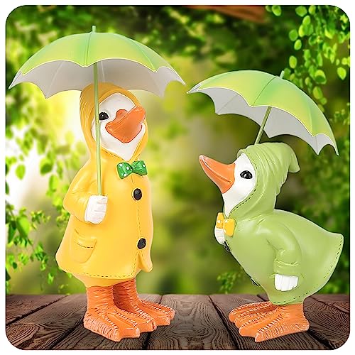ASAB Dilly and Dally Ducks Garden Ornaments Outdoor Detachable Umbrellas Weather Resistant Resin...