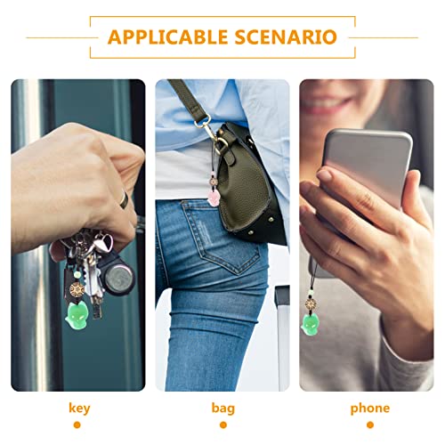 Hemobllo Cell Phone Chain Pendant- Little Fox Phone Strap Pendant, Agate Jade Hanging Pendant, Key Chain Phone Charm Bag Decoration, Creative Gift For Friends 2Pcs (Green, Pink) #TOP6