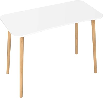 Homfa Bureau D Ordinateur Table De Bureau Table D Ordinateur Bureau Informatique Pour Salon Chambre Bureau En Bois Et Bambou 100 50 75cm Blanc Amazon Fr Cuisine Maison