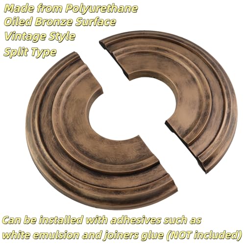 Image of PU Ceiling Medallions 2Pcs, 12.28 Inches x 3.94 Inches, Bronze Tone | Split Type, Fits 3.94 Inches Canopy, European Vintage Carving Style, Synthetic Foam Construction for Easy Installation