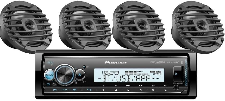 Pioneer MVH-MS512BS Marine Digital Media Receiver with Bluetooth (Does not Play CDs) Bundled with + (2) Pair 6.5" 2-Way Marine Speakers