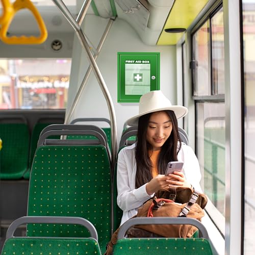 Image of OTICA First Aid Box Emergency Medical Kit for Medicine Storage Multi Compartment First Aid Kit Box for Home, School, Office with Key Lock, Big Size, Wall Mount (Full Green)