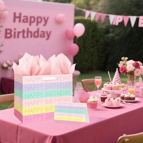 Gift Bag Large 33cmx12cmx26cm, Black White Luxury Gift Bag with gift Card and Tissue Paper Party Bags for Presents, Large Birthday Gift Bag for Her Women Men Boys Girls Birthday Party Bag - Image 3