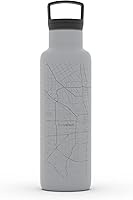 Vista 52 de Well Told Botella de agua aislada con mapa de Washington DC grabado, botella de acero inoxidable grabada (21 onzas, blanco) botella aislada de mapa