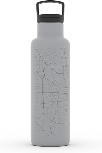 Miniatura 52 de Well Told Botella de agua aislada con mapa de Washington DC grabado, botella de acero inoxidable grabada (21 onzas, blanco) botella aislada de mapa