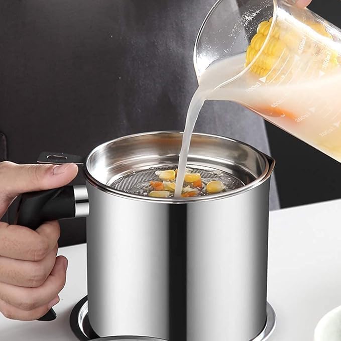 Oil Strainer Pot Grease Can - Stainless Steel Cooking Grease Container,Reuse Oil Storage Best Oil Shaver Can Container with Removable Filter Anti-Scalding Handheld..2025 2