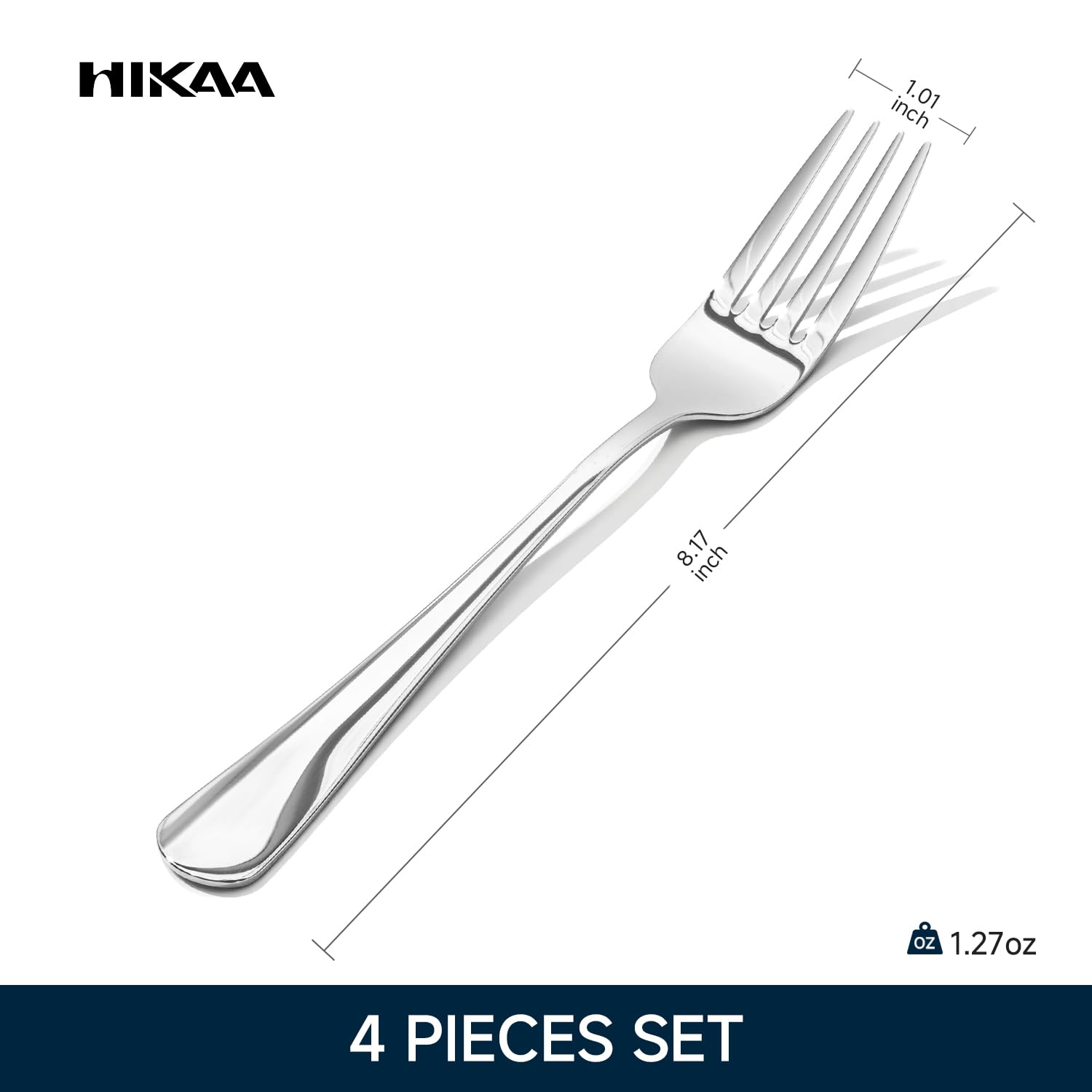 HIKAA 8.17 Inch Dinner Forks, Set of 4, Food Grade Stainless Steel Flatware, Mirror Polished, Smooth Edge, Dishwasher Safe for Home Kitchen Restaurant Party — Amazon image 2