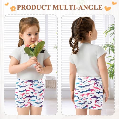 Charming Cartoon Whale Prints Girls Shorts Elastic Waist Sports Shorts Girls Leggings Pants for 4-10 Years4