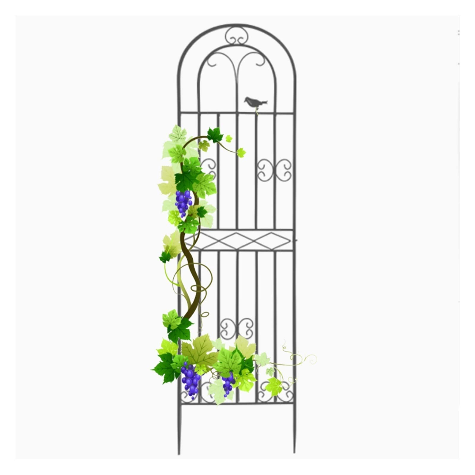 Treillis De Jardin En Métal Noir 150cm - Support Pour Plantes Grimpantes (roses, Clématites...) - Décoratif Et Robuste