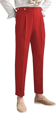 Mens Classic Fit Dress Pants Summer Gurkha Suit Pants Pleated Comfort Spring Work Office Business Casual Trousers
