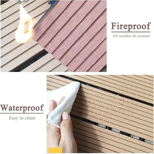 Carreaux de sol emboîtables bois composite curry foncé balcon