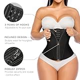 YIANNA Waist Trainer Women Body Shaper Tummy Control Shapewear Corset Underbust for Cincher Latex Zipper Hooks,UK-YA2231-Black-M - Image 4