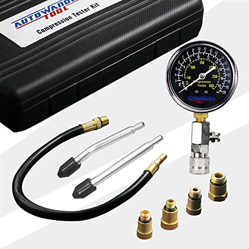 Autowanderer Tool Petrol Engine Cylinder Compression Tester Kit, 8Pcs Automotive Engine Gas Pressure Gauge Set For Motorcycle Car Truck #TOP7