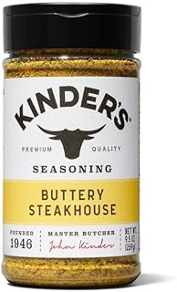 Kinder’s Buttery Steakhouse Seasoning, 9.5 oz Large Bottle – Real Butter Blend Rub for Steak, Chicken, Seafood & Vegetables – Savory Garlic Onion Flavor