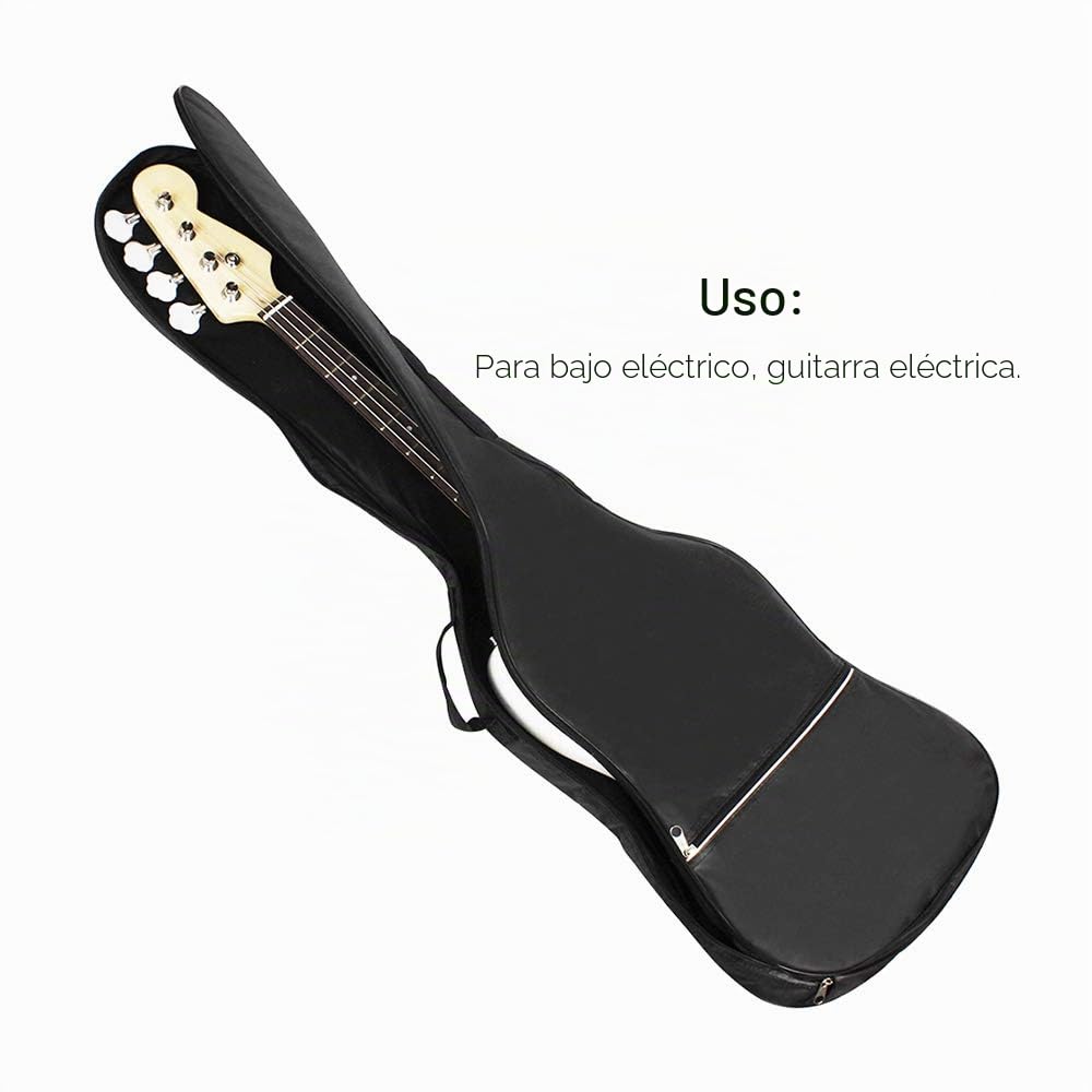 E-Bass - Mochila acolchada para bajo eléctrico y guitarra (20 mm), color negro