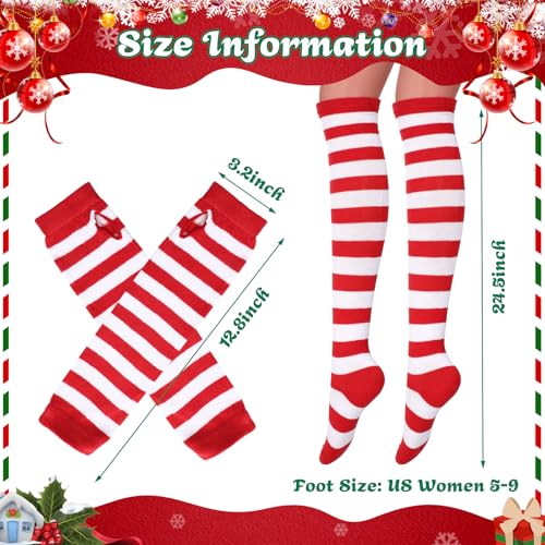 Image of Geyoga Arm Warmers Leg Warmers Striped Thigh High Socks Fingerless Gloves Stockings Christmas Halloween