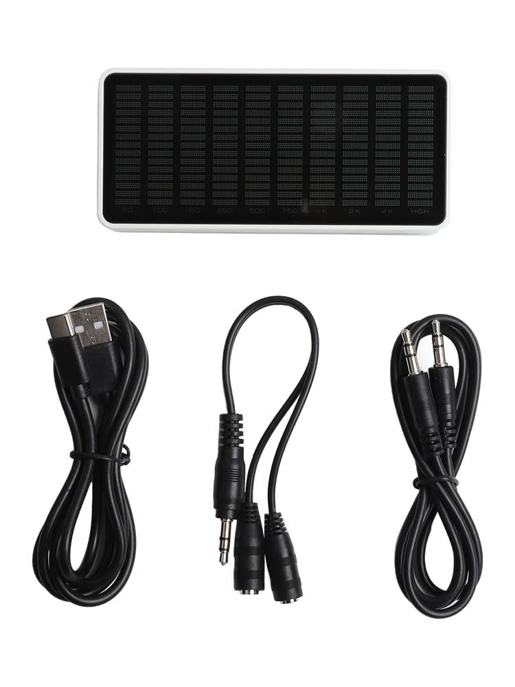 Analizador de espectro musical AK1016, pantalla de audio en tiempo real 50Hz-20KHz, control de ganancia y AGC, entrada AUX/MIC de 3.5 mm para escritorio