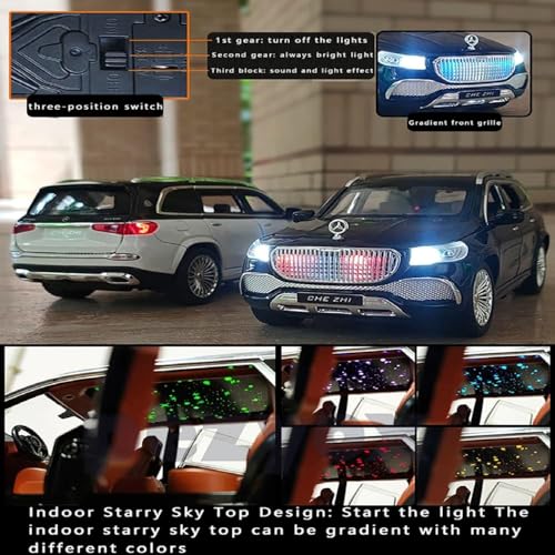 Image of Mercedes Benz GLS 600 SUV 1:24 Big Size Diecast Scale Model Alloy Metal Pull Back Toy car for Kids with Openable Doors & Light, Music Toy Vehicle for Kids (Black)