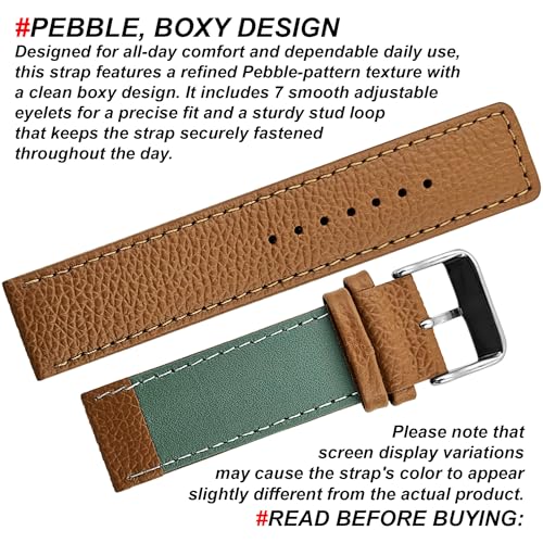 Image of DBLACK ''ZOLO'' Premium Leather Watch Strap, Pebble Pattern Design Watch Belt / / For 20mm, 22mm, or 24mm Boxy Finish Watch Band (Choose Your Size & Color)