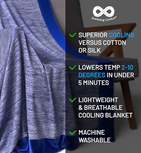Everlasting Comfort Cooling Blanket for Hot Sleepers (60"x80") – Dual-Sided Cold Throw Blankets with Icy Cool Fibers, Lightweight for Bed, Sweat-Free Sleep & Night Sweats Relief in Summer & Winter