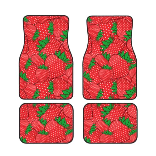 Alfombrillas para coche de neopreno con diseño de fresa roja juego de 4 piezas antideslizantes